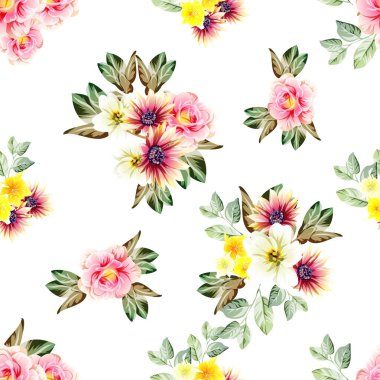 süslü çiçek arkaplanı, kusursuz vektör çizimi