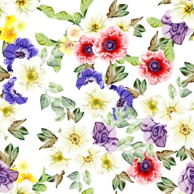 süslü çiçek arkaplanı, kusursuz vektör çizimi