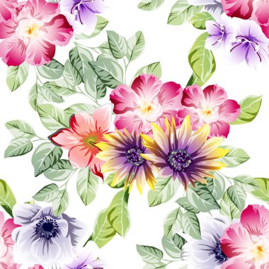 süslü çiçek arkaplanı, kusursuz vektör çizimi