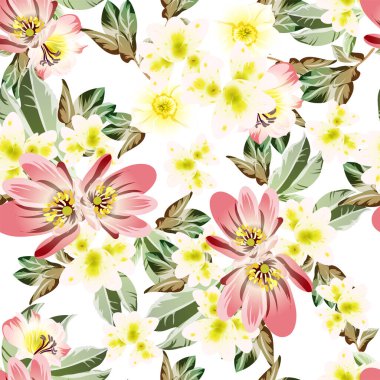 süslü çiçek arkaplanı, kusursuz vektör çizimi