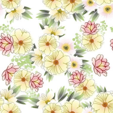süslü çiçek arkaplanı, kusursuz vektör çizimi
