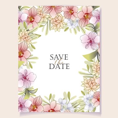 Kopya alanı olan çiçek kartı şablonu