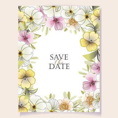 Kopya alanı olan çiçek kartı şablonu