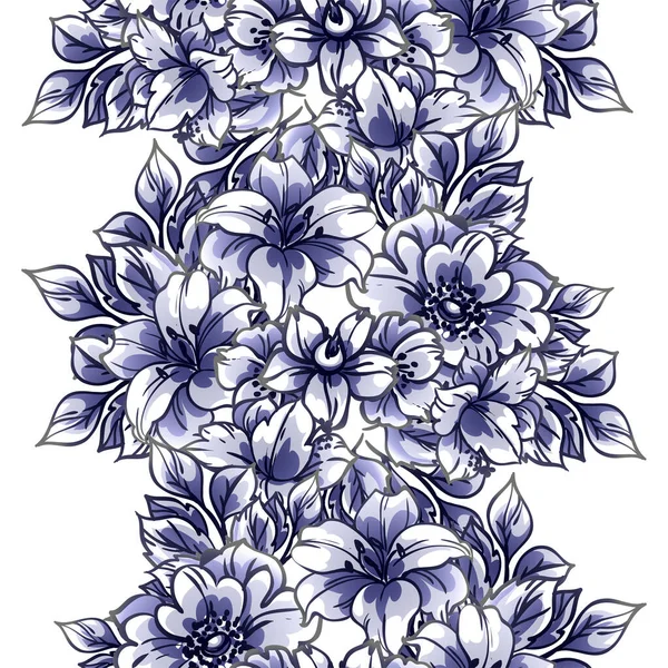 Fondo Floral Adornado Ilustración Vectorial Sin Costuras — Archivo Imágenes Vectoriales