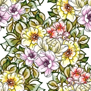 süslü çiçek arkaplanı, kusursuz vektör çizimi