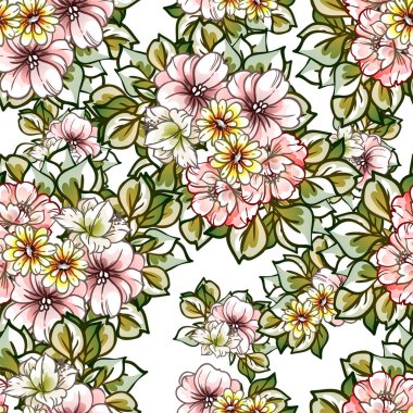 süslü çiçek arkaplanı, kusursuz vektör çizimi