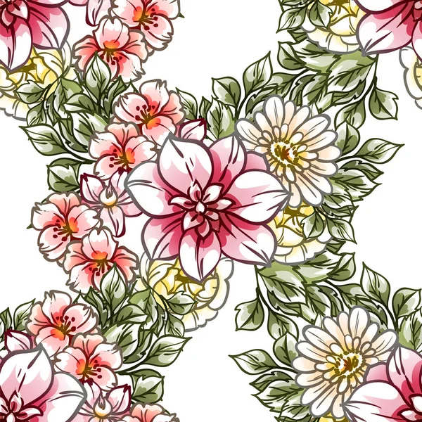 Fond Floral Orné Illustration Vectorielle Sans Couture — Image vectorielle