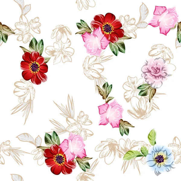 Ornate Floral Background Seamless Vector Illustration — Stock Vector