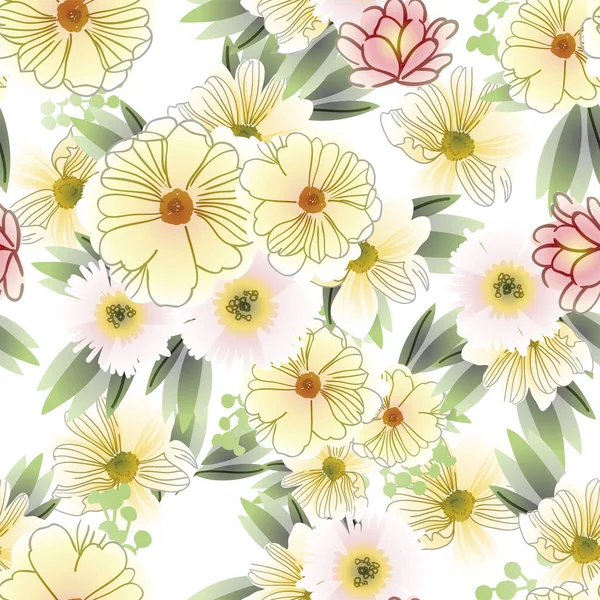 Süslü Çiçek Arkaplanı Kusursuz Vektör Çizimi — Stok Vektör