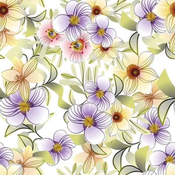 Fondo Floral Adornado Ilustración Vectorial Sin Costuras — Archivo Imágenes Vectoriales