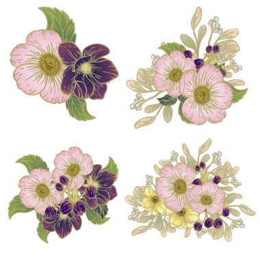 Renkli çiçekli vektör deseni. Tekstil ve albüm tasarımı