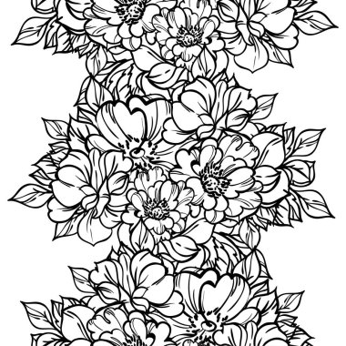 Siyah ve beyaz çiçekli vektör desenli. Tekstil ve albüm tasarımı