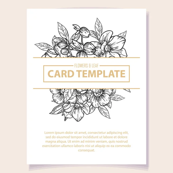 Vector Kaart Template Patroon Met Monochrome Bloemen Ontwerp Voor Uitnodigingskaart — Stockvector