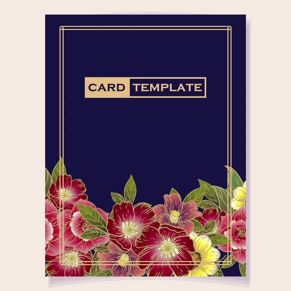 Modèle Carte Vectorielle Avec Des Fleurs Colorées Design Pour Carte — Image vectorielle