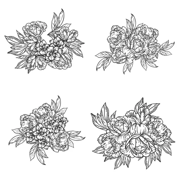 白と黒の花のベクトルパターン テキスタイルやスクラップブックのデザイン — ストックベクタ