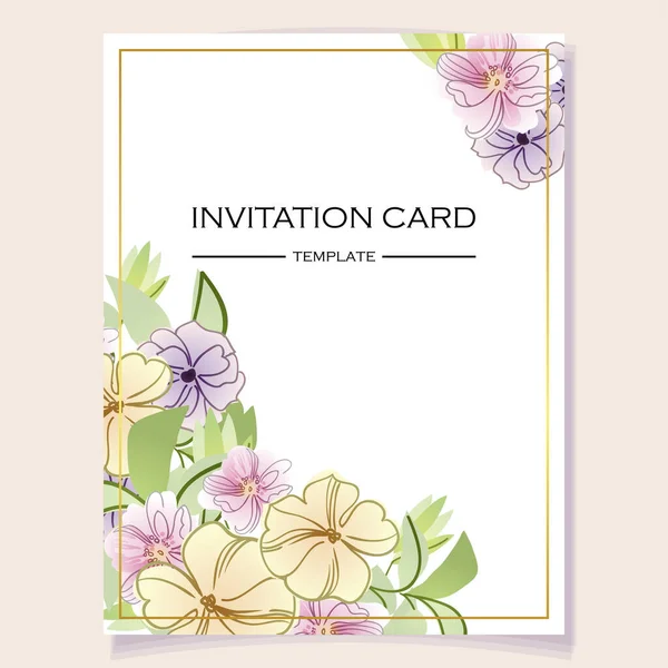 Modèle Carte Vectorielle Avec Des Fleurs Colorées Design Pour Carte — Image vectorielle