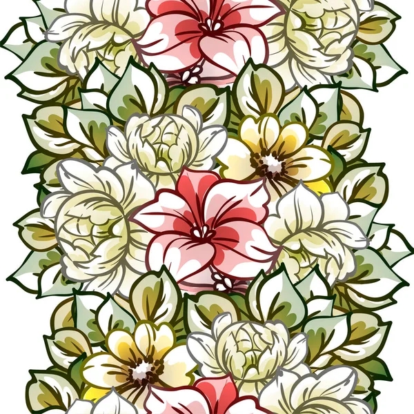 Motif Vectoriel Sans Couture Avec Des Fleurs Colorées Design Pour — Image vectorielle