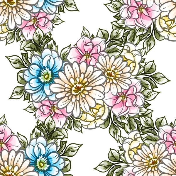 Vektor Nahtlose Muster Mit Bunten Blumen Design Für Textilien Und — Stockvektor