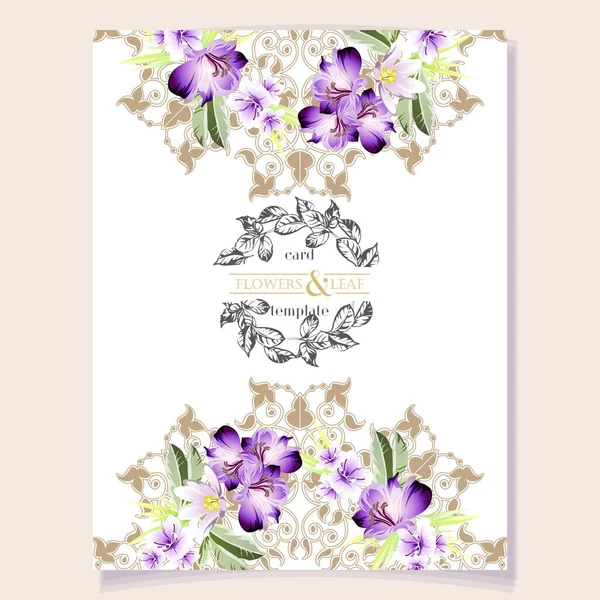 Vector Card Template Pattern Colorful Flowers Design Invitation Card — Stock Vector