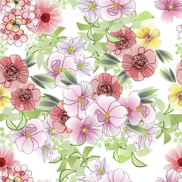 Motif Vectoriel Sans Couture Avec Des Fleurs Colorées Design Pour — Image vectorielle