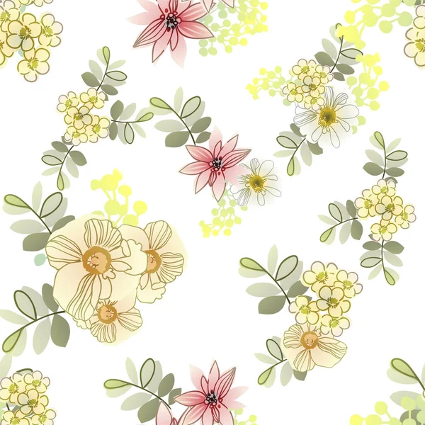 Vector Patrón Sin Costuras Con Flores Colores Diseño Para Textiles — Vector de stock