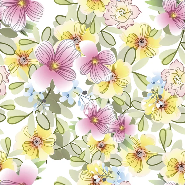 Vector Patrón Sin Costuras Con Flores Colores Diseño Para Textiles — Archivo Imágenes Vectoriales