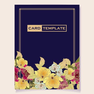 Renkli çiçekli vektör kartı şablonu. davet kartı için tasarım