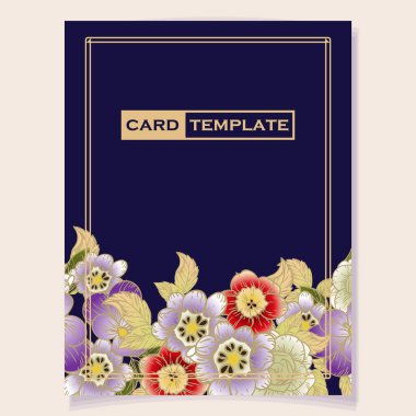 Renkli çiçekli vektör kartı şablonu. davet kartı için tasarım