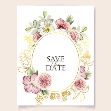 Renkli çiçekli vektör kartı şablonu. davet kartı için tasarım