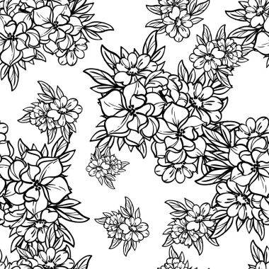 Siyah ve beyaz çiçekli vektör desenli. Tekstil ve albüm tasarımı