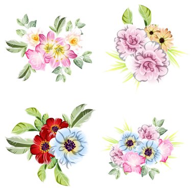 Renkli çiçekli vektör deseni. Tekstil ve albüm tasarımı