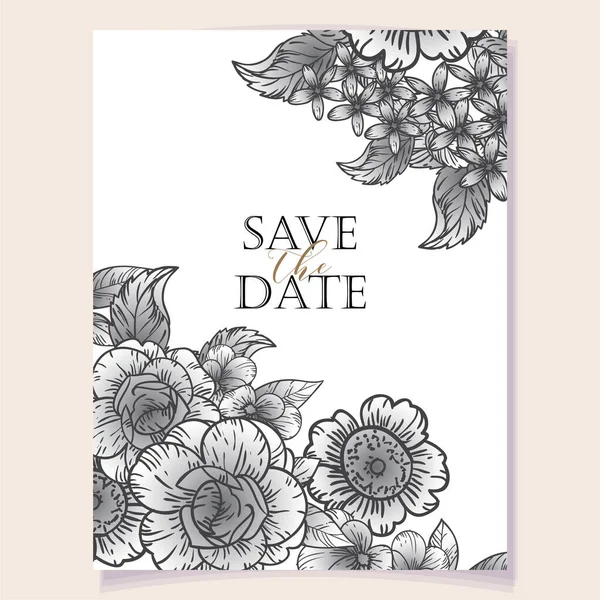 Πρότυπο Κάρτα Διάνυσμα Μοτίβο Μονόχρωμα Λουλούδια Σχεδιασμός Της Κάρτας Πρόσκλησης — Διανυσματικό Αρχείο