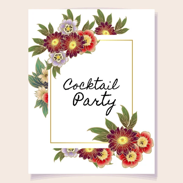Πρότυπο Κάρτα Διάνυσμα Μοτίβο Πολύχρωμα Λουλούδια Σχεδιασμός Της Κάρτας Πρόσκλησης — Διανυσματικό Αρχείο