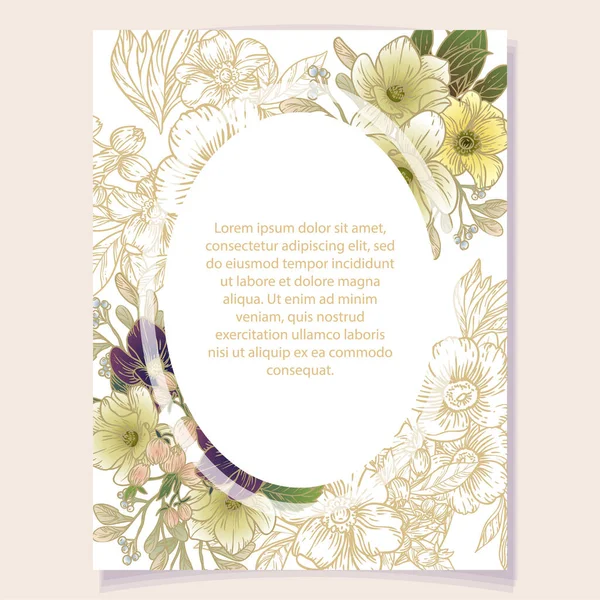 Patrón Plantilla Tarjeta Vector Con Flores Colores Diseño Tarjeta Invitación — Vector de stock