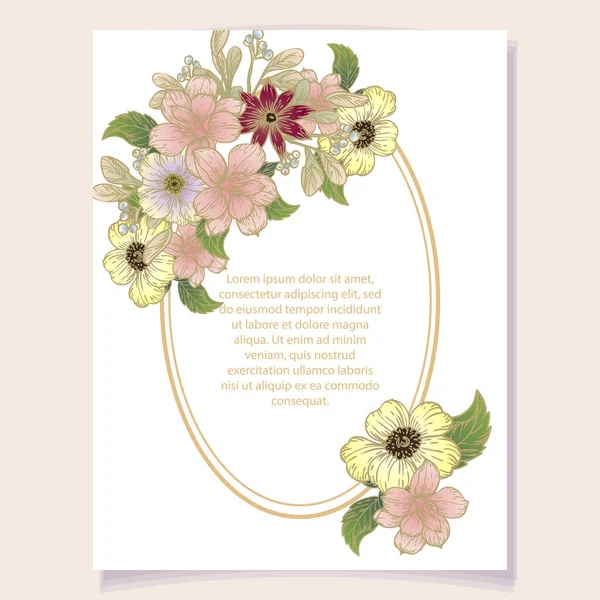 Vektorkarte Vorlage Muster Mit Bunten Blumen Design Für Einladungskarte — Stockvektor