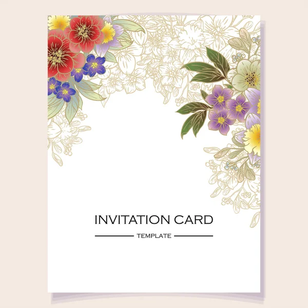 Patrón Plantilla Tarjeta Vector Con Flores Colores Diseño Tarjeta Invitación — Vector de stock