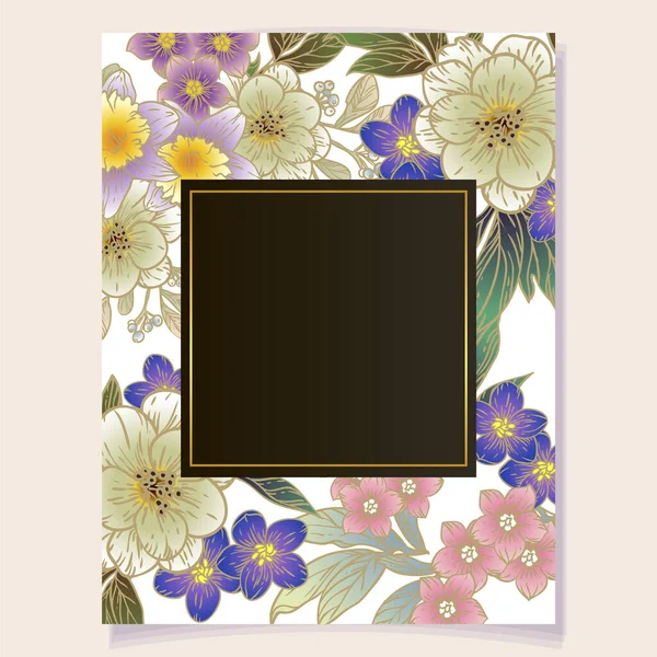 Vector Kaart Template Patroon Met Kleurrijke Bloemen Ontwerp Voor Uitnodigingskaart — Stockvector