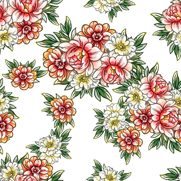 Motif Vectoriel Sans Couture Avec Des Fleurs Colorées Design Pour — Image vectorielle