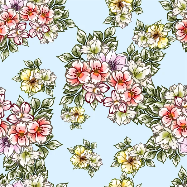 Vektor Nahtlose Muster Mit Bunten Blumen Design Für Textilien Und — Stockvektor