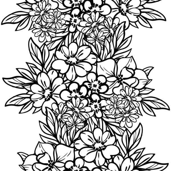 Motif Vectoriel Sans Couture Avec Des Fleurs Noires Blanches Design — Image vectorielle