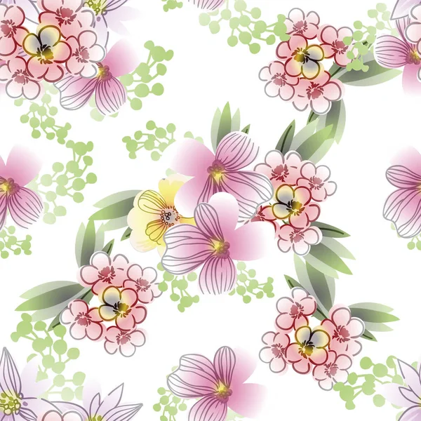 Vector Patrón Sin Costuras Con Flores Colores Diseño Para Textiles — Vector de stock