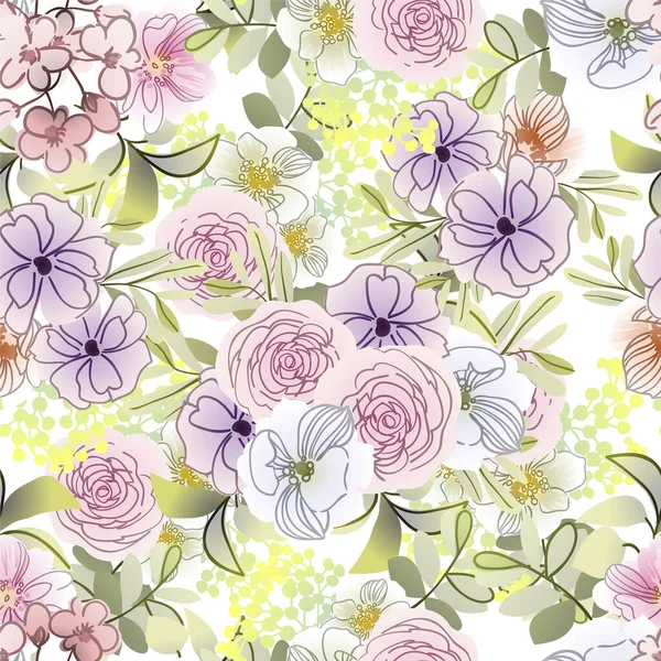 Motif Vectoriel Sans Couture Avec Des Fleurs Colorées Design Pour — Image vectorielle