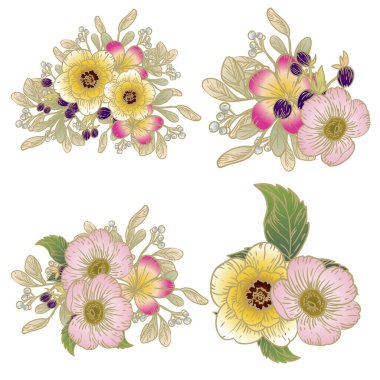 Renkli çiçekli vektör deseni. Tekstil ve albüm tasarımı