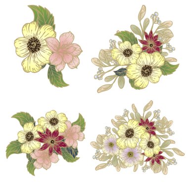 Renkli çiçekli vektör deseni. Tekstil ve albüm tasarımı