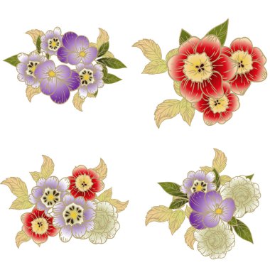 Renkli çiçekli vektör deseni. Tekstil ve albüm tasarımı