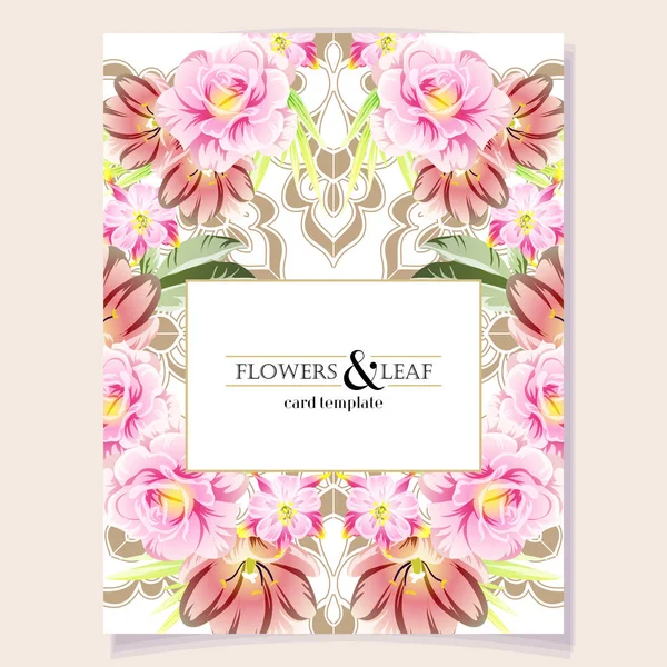 Modèle Carte Vectorielle Avec Des Fleurs Vintage Design Pour Carte — Image vectorielle