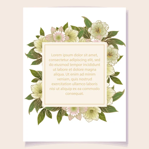 Modèle Carte Vectorielle Avec Des Fleurs Vintage Design Pour Carte — Image vectorielle