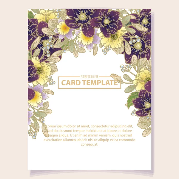 矢量卡片模板图案与复古花 邀请卡设计 — 图库矢量图片