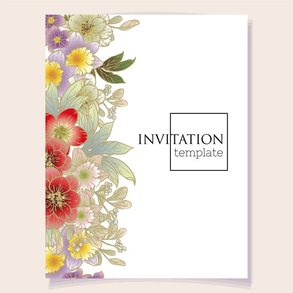 Vektorkarte Vorlage Muster Mit Vintage Blumen Design Für Einladungskarte — Stockvektor