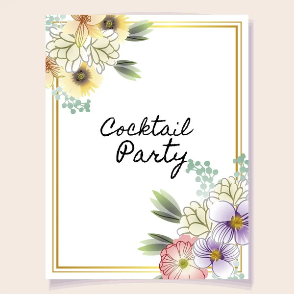 Vector Card Template Pattern Vintage Flowers Design Invitation Card — Stock Vector